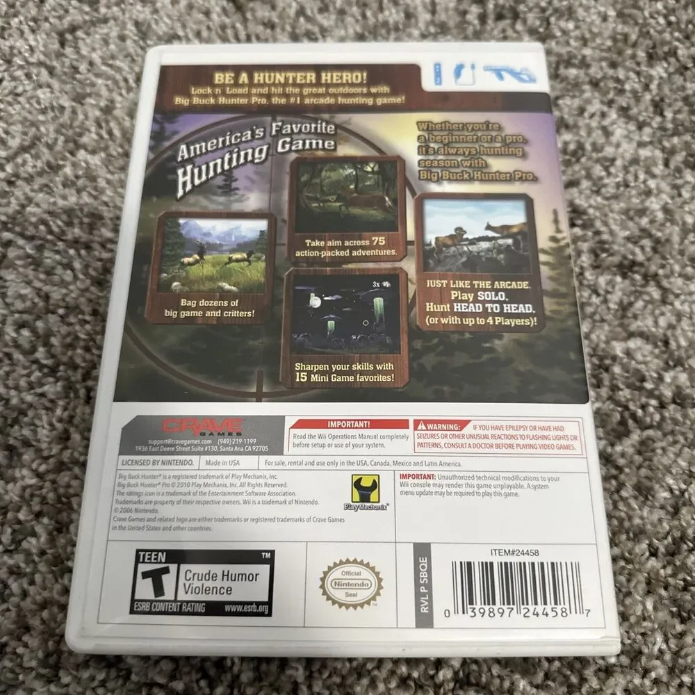 Big Buck Hunter Pro Nintendo Wii Great Condition CIB Works Clean